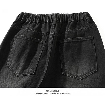 Black and gray stretchy flared jeans for men