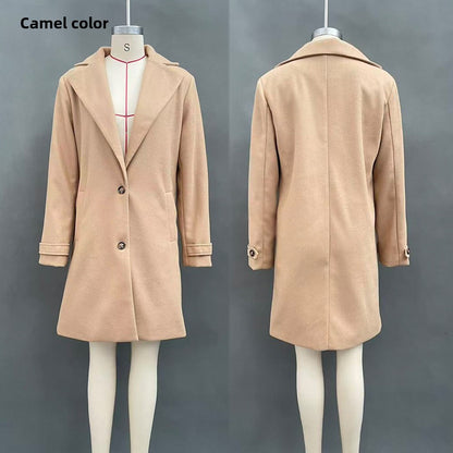 Retro Plaid Mid-Length Lapel Coat for Women