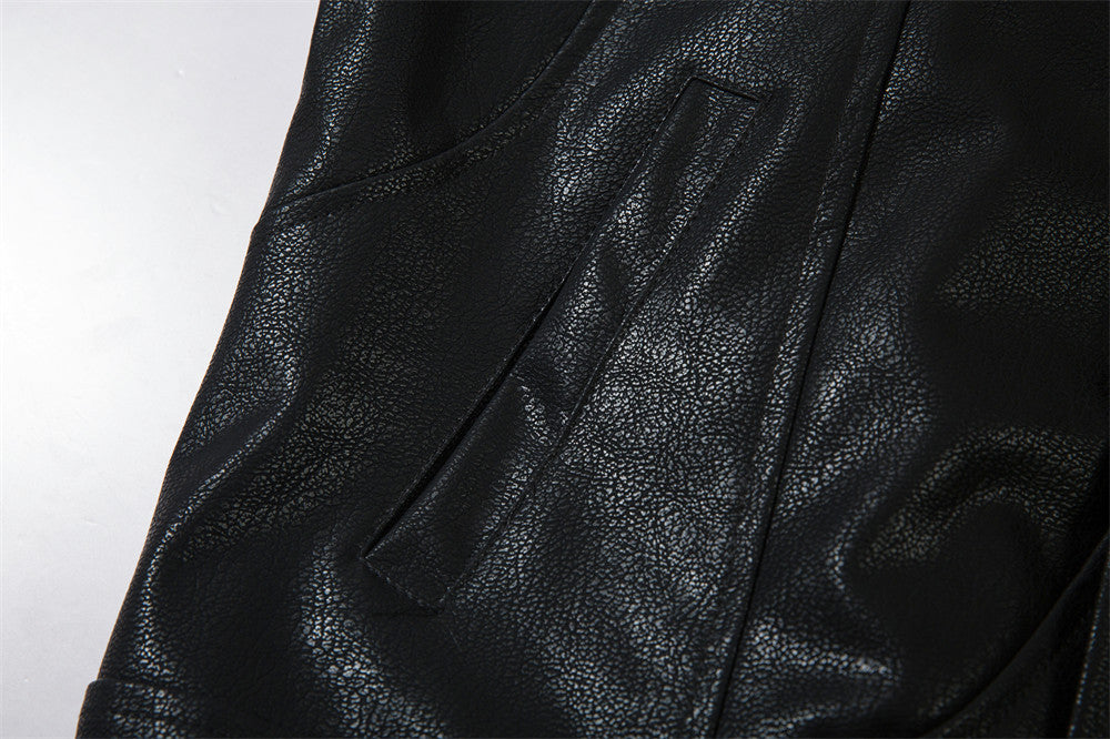 Heren casual Amerikaanse stijl losse PU-leren jacket