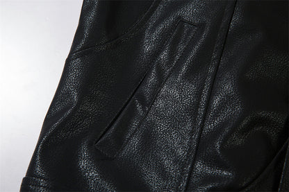 Heren casual Amerikaanse stijl losse PU-leren jacket