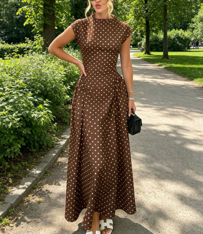 Polka Dot High Waist A-Line Dress