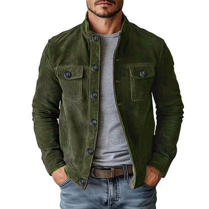 Mens Casual Corduroy Stand Collar Jacket