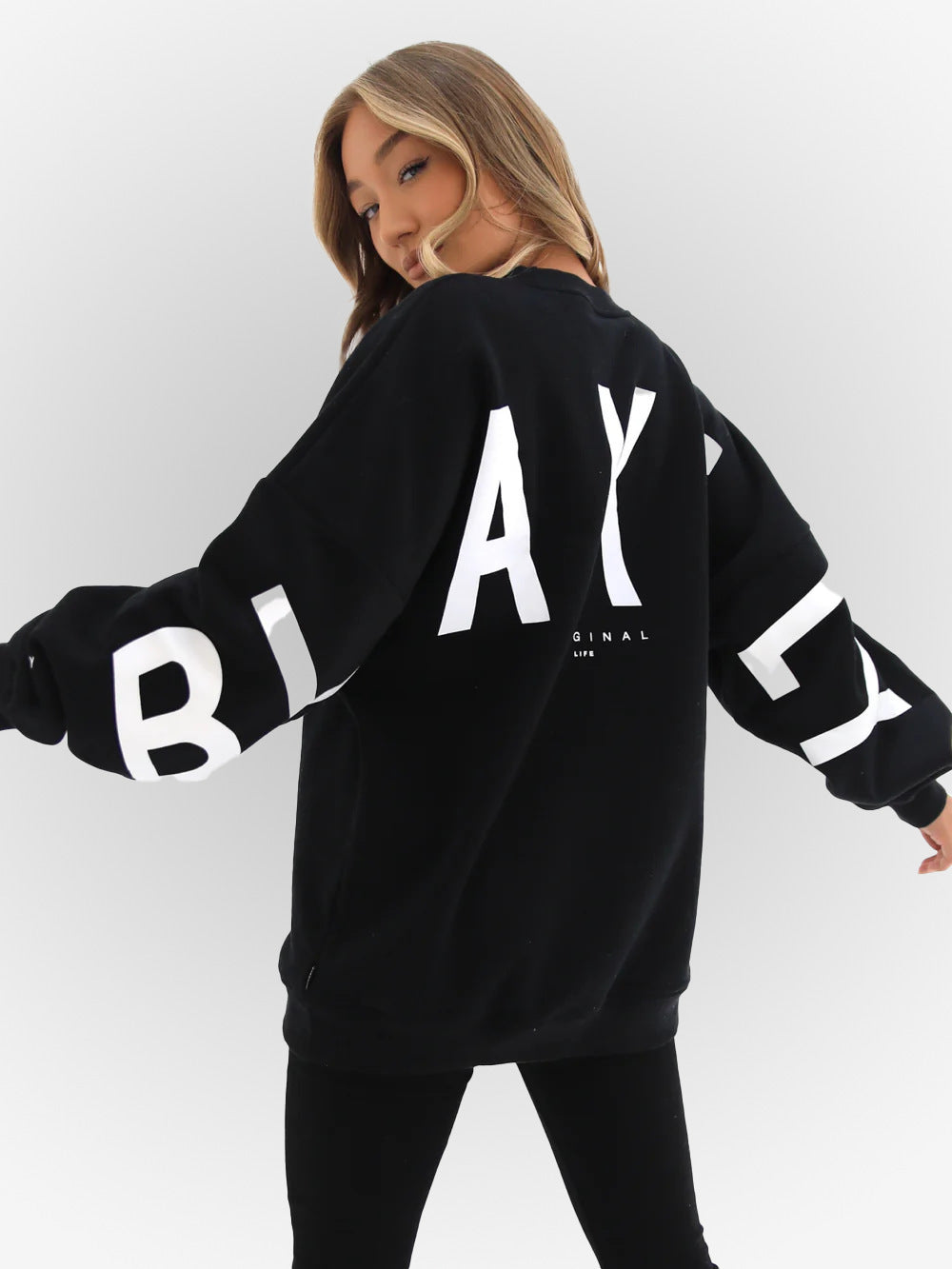 Modieuze bedrukte dikke lange mouw losse sweatshirt