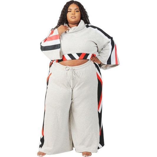 Plus size tweedelig pak met print