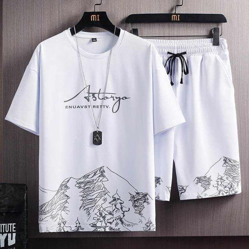 Men's Printed T-Shirt and Shorts Set