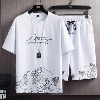 Men's Printed T-Shirt and Shorts Set