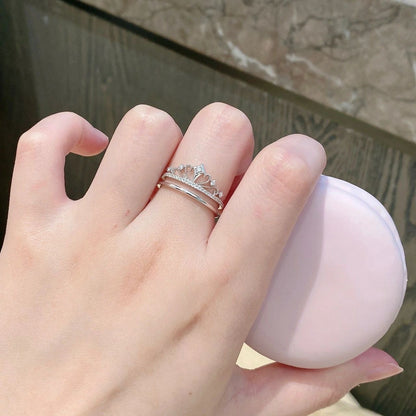 Moissanite Ring Kroon Witte Roos Tweekleurig Goud