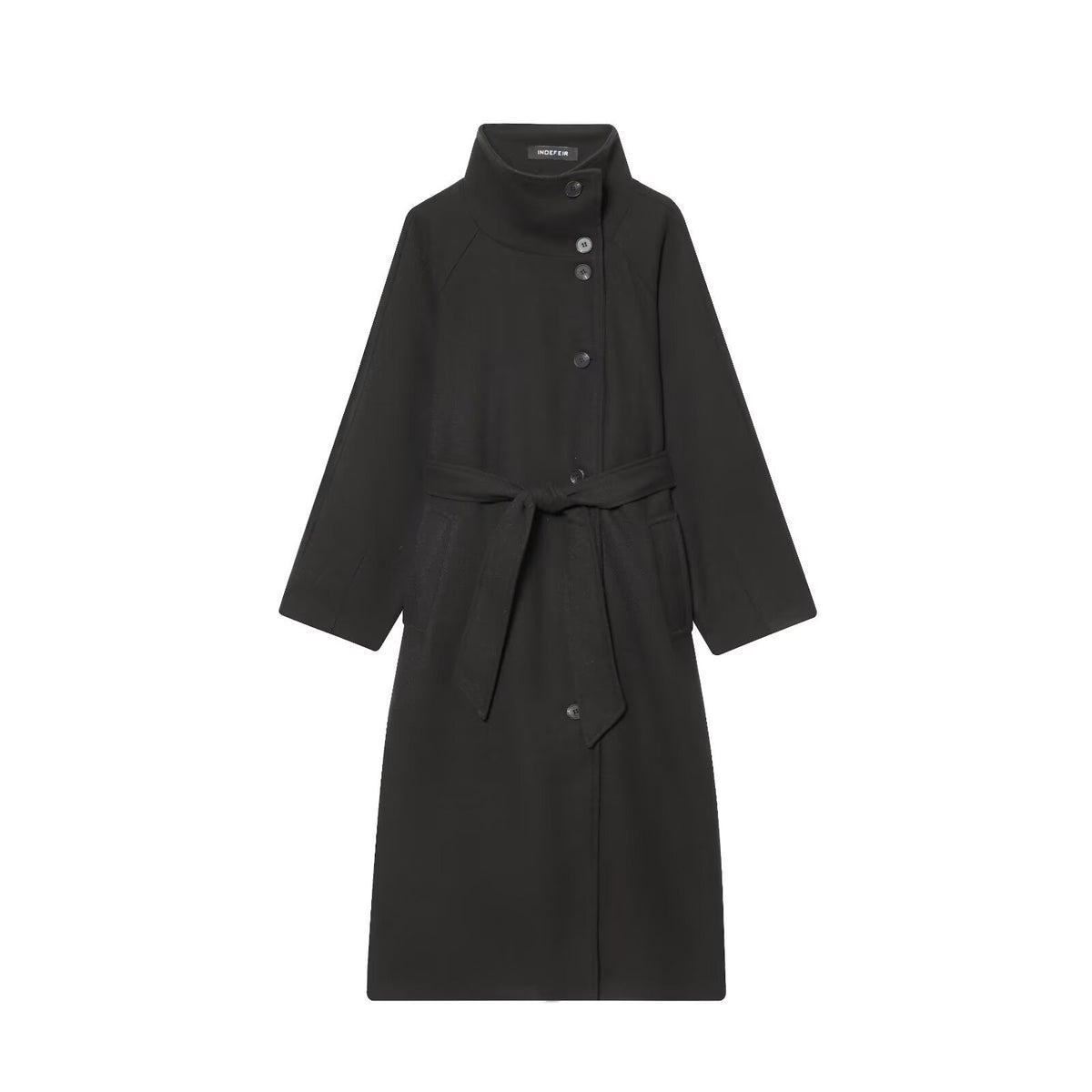 Womens Stand Collar Belted Coat
