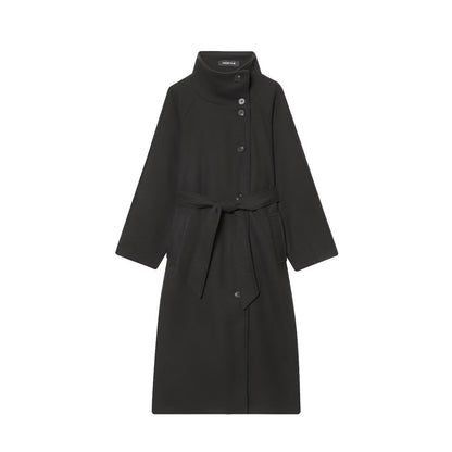 Womens Stand Collar Belted Coat