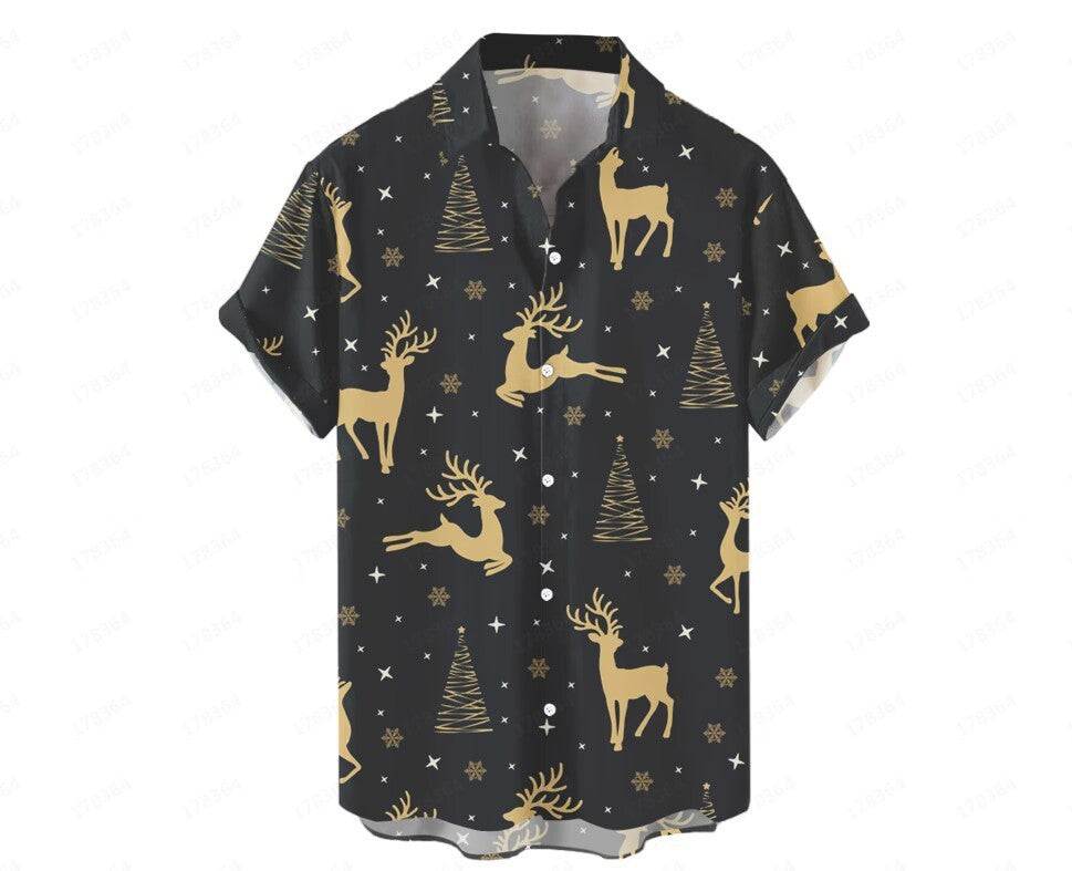 Hawaiiaans heren zomer 3D-geprint overhemd met korte mouwen