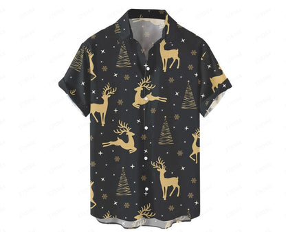 Hawaiiaans heren zomer 3D-geprint overhemd met korte mouwen