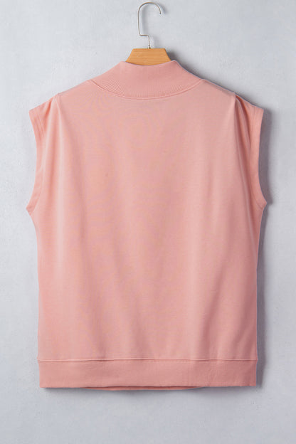 Effen top met hoge hals en korte mouwen osvallend model