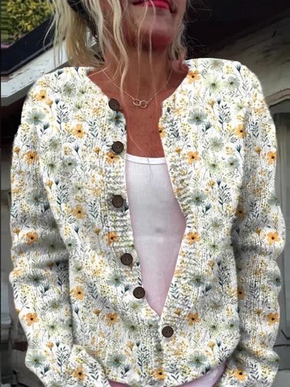 Womens 3D Printed Knit Cardigan