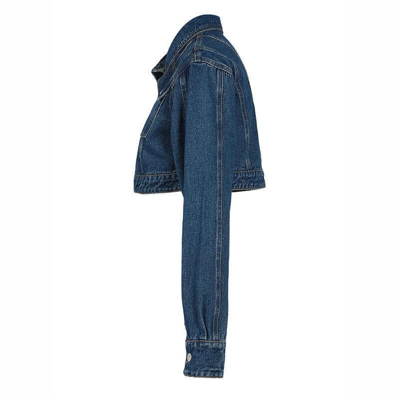 Modieuze losse ultrakorte denim jacket voor dames