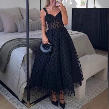 Women's Mesh Long Dress with Zipper