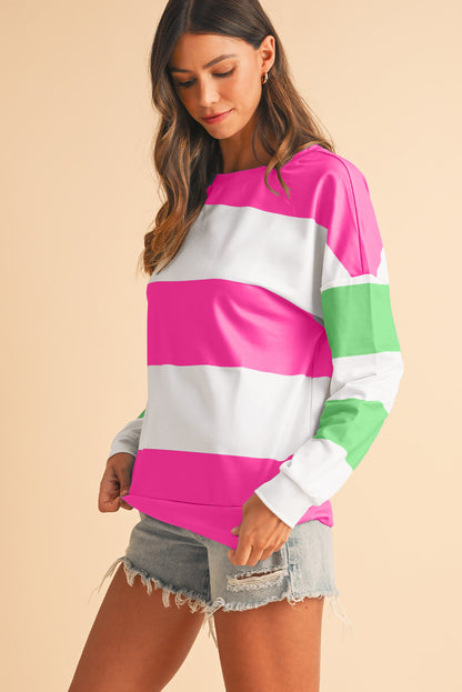 Sweatshirt met kleurblokken verlaagde schouders en lange mouwen
