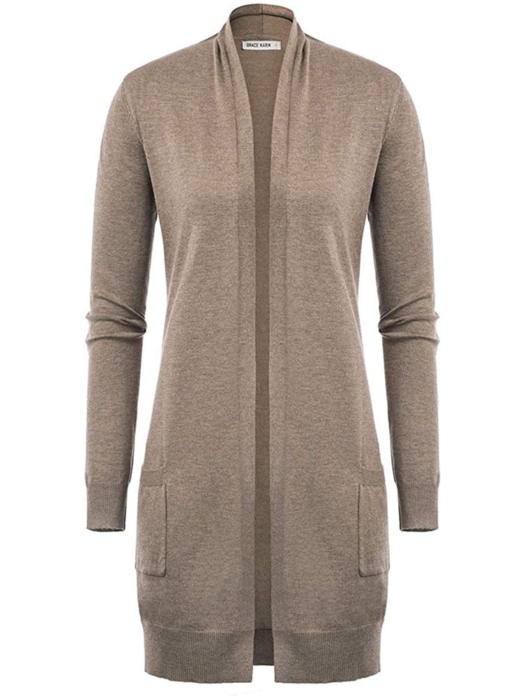 Dames open vest met lange mouwen en zakken