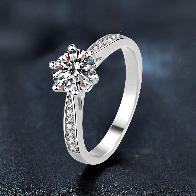Classic Moissanite Sterling Silver Women's Ring