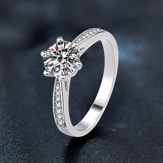 Classic Moissanite Sterling Silver Women's Ring