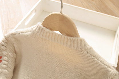 Gebreide vest met geborduurde bloemen voor meisjes