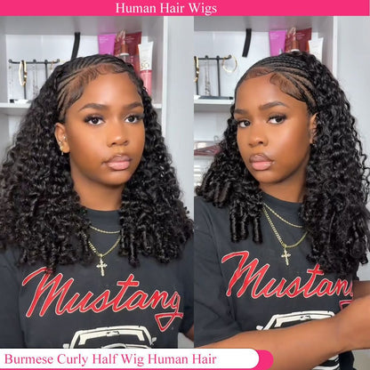 Half Wig Machine-Made 3-in-1 Burmese Curly
