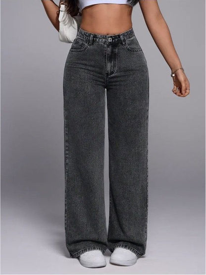 Women's High Waisted Retro Straight Leg Denim Pants