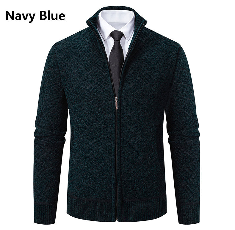 Mens Fleece Lined Knit Cardigan