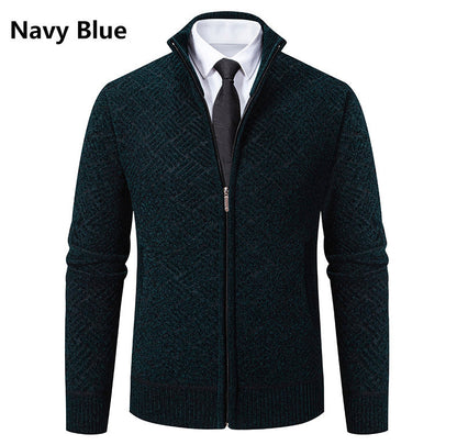 Mens Fleece Lined Knit Cardigan