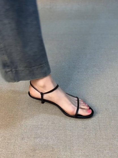 Minimalist Open Toe Sandals with Thin Heels