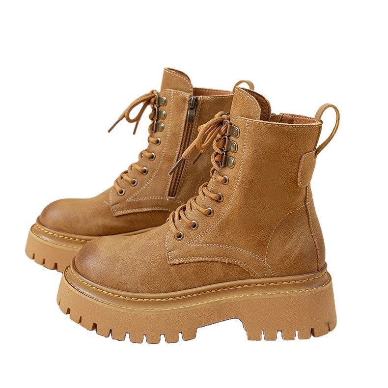 Retro British Style Thick-Sole Mid-Calf Women's Martin Boots