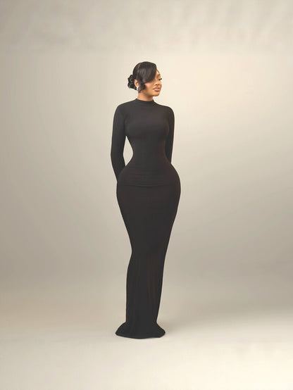 Womens Backless High Neck Bodycon Long Dress