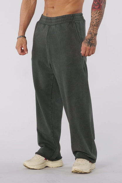 Men?s Loose Fit Straight-Leg Jogger Cotton Gym Pants