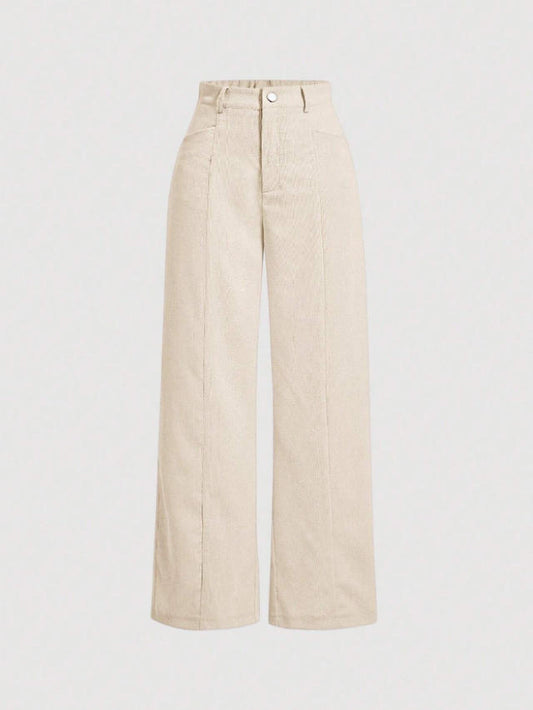 Retro High-Waist Wide-Leg Corduroy Women's Trousers
