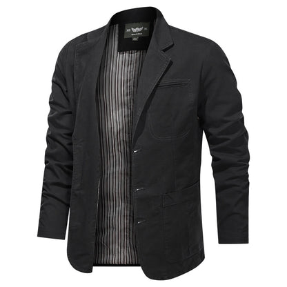 Men's Retro Solid Color Loose Fit Casual Business Jacket