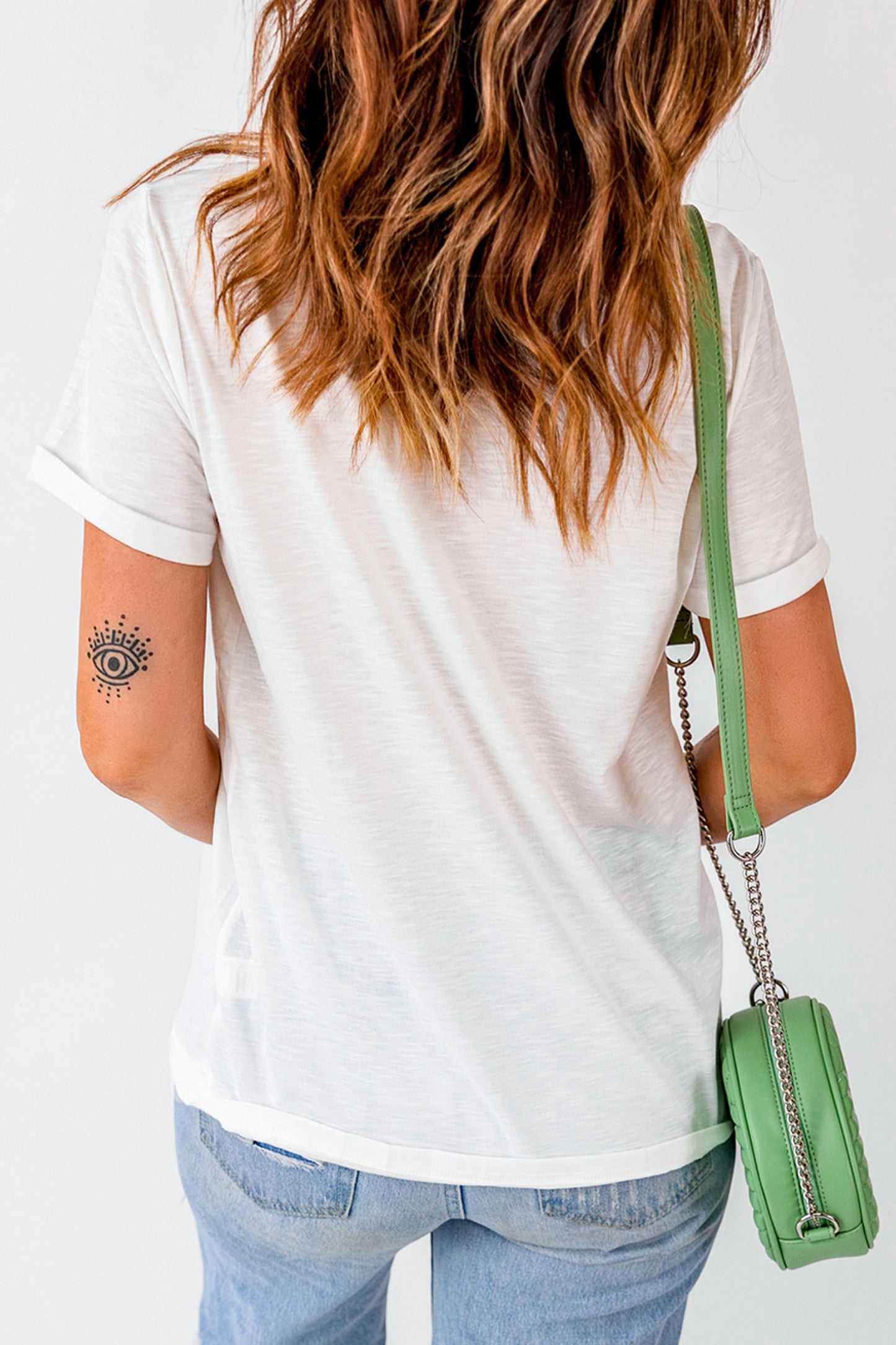Witte zomerse casual T-shirt met pailletten en citroenprint