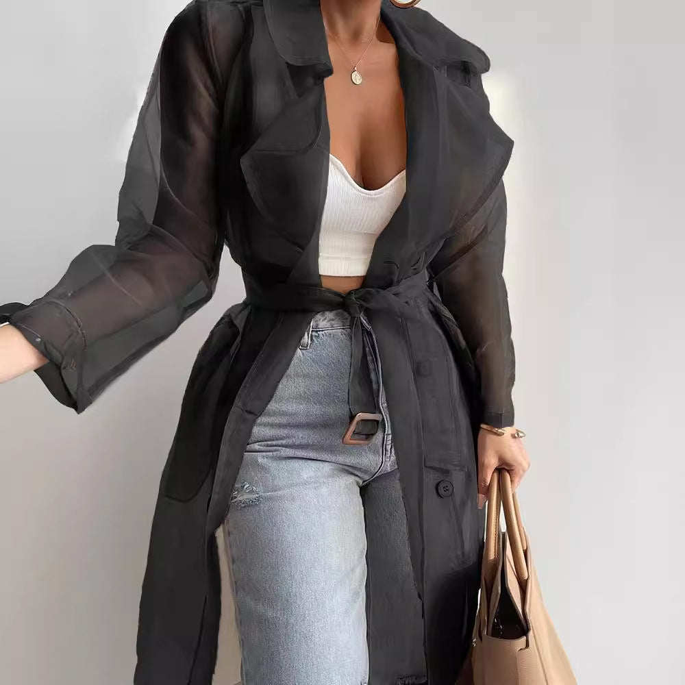Pure Color Loose Lantern Sleeve Cardigan Shirt Jacket