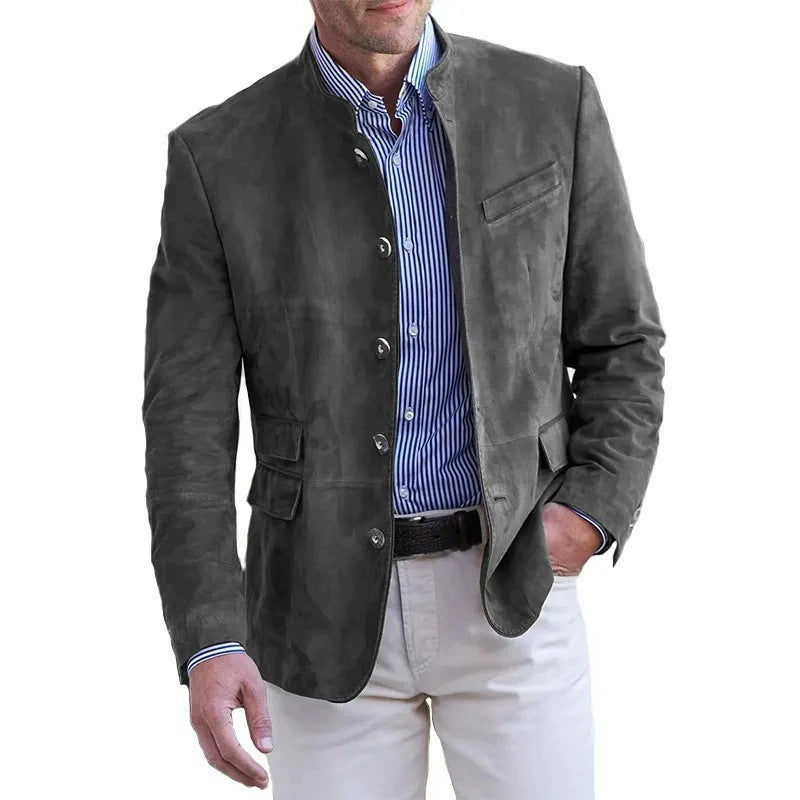 Mens Casual Suede Suit Jacket
