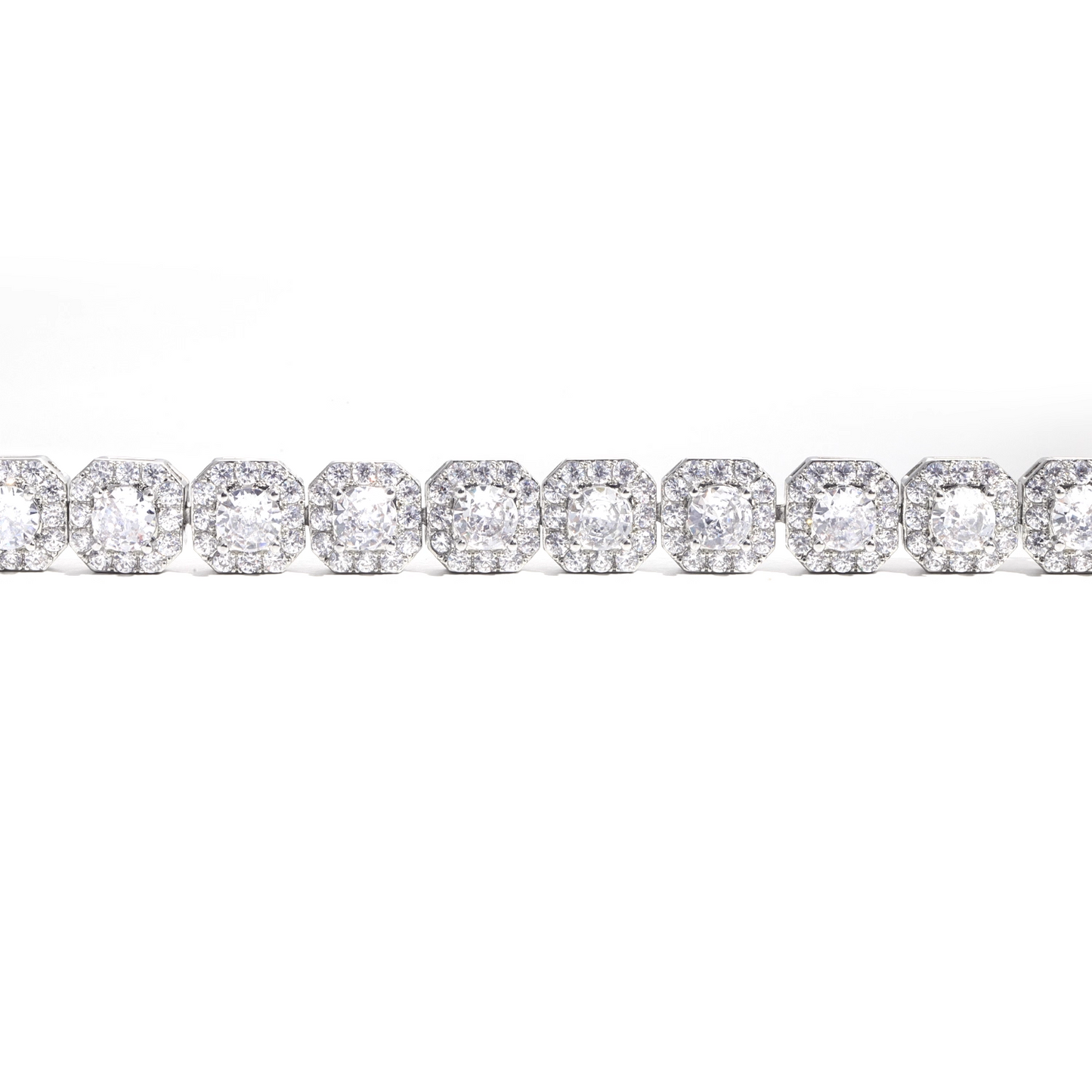 Full Diamond Square Cuban Chain Bracelet for Men