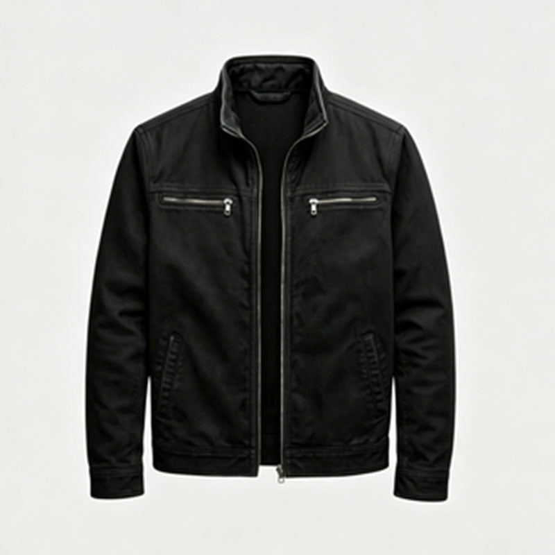 Mens Retro Casual Workwear Jacket Cotton Long Sleeve Coat