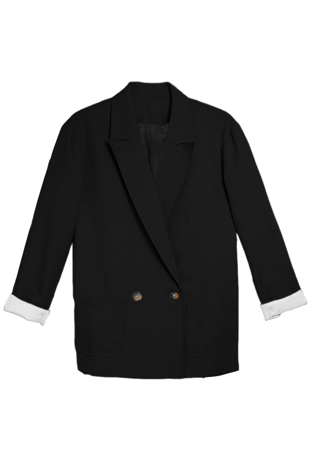 Apricot Buttoned Lapel Collar Blazer with Pocket