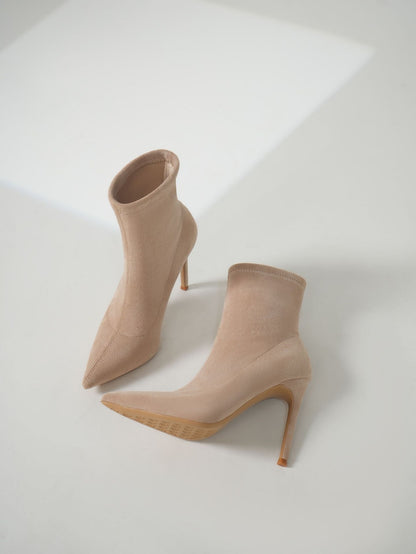Fleece Lined Stretch Boots with Stiletto Heel