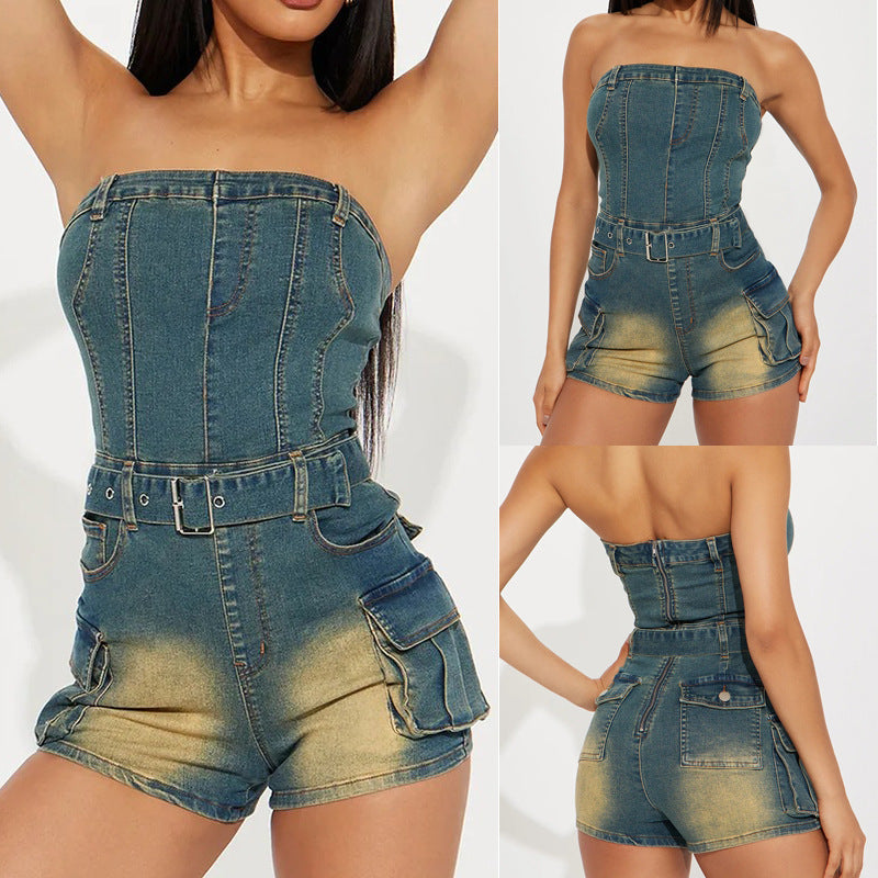 Sleeveless Denim Jumpsuit