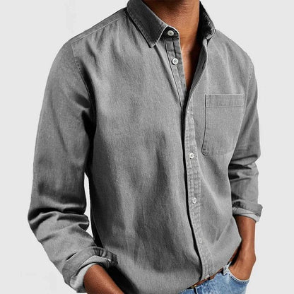 Men's Solid Color Long Sleeve Lapel Casual Shirt