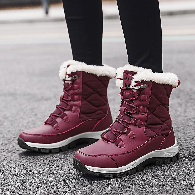 Women Fleece Lined Winter Snow Boots High Top Warm Cotton Shoes