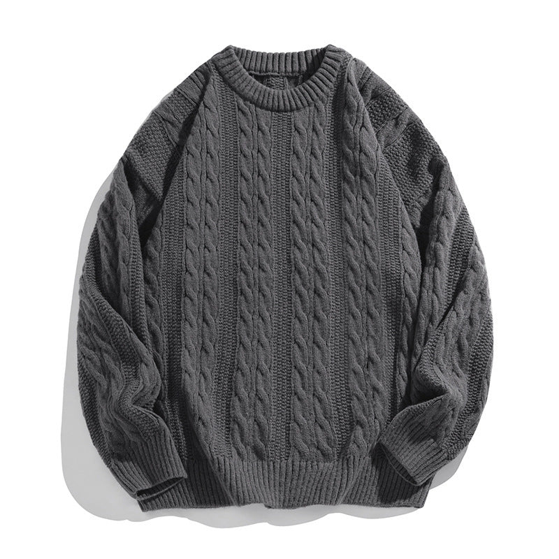 Texture knitted crew-neck sweater