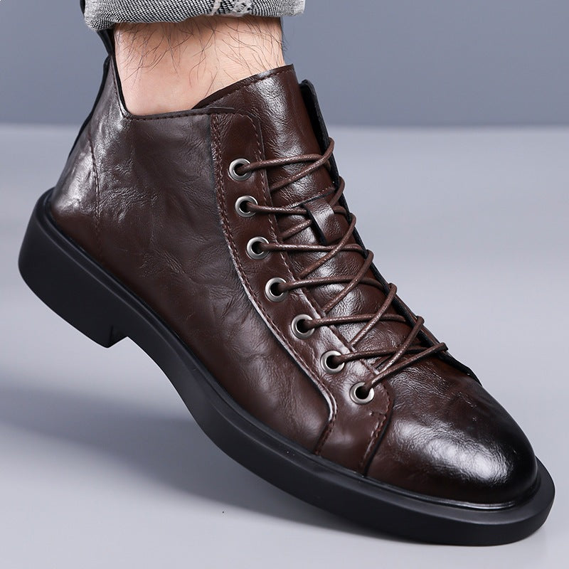 Mens Retro Martin Boots Soft Sole Lace-Up