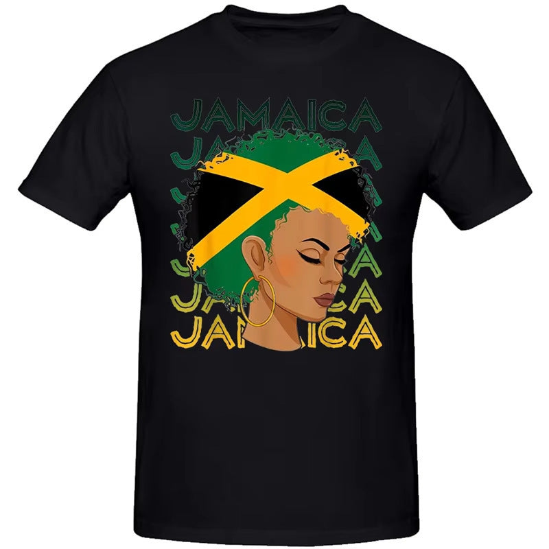 Geprinte zwarte Jamaicaanse unisex T-shirt