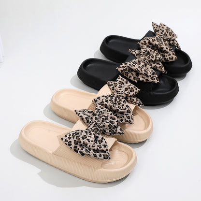 Women's Leopard Print Bow EVA Sandals