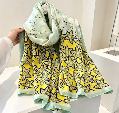 Women's Lijin Satin Scarf Floral Print Shawl