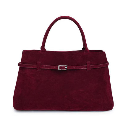 Suede Belt Buckle Tote Bag